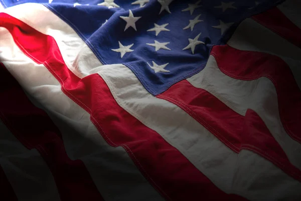 Eua Bandeira Onda Fundo Closeup Feriado Nacional Americano Memorial Dia — Fotografia de Stock