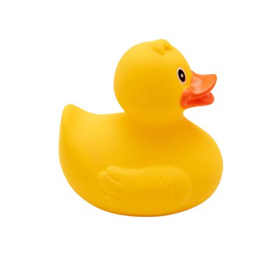 Sarı plastik ördek şeffaf arkaplanda izole edildi, PNG,