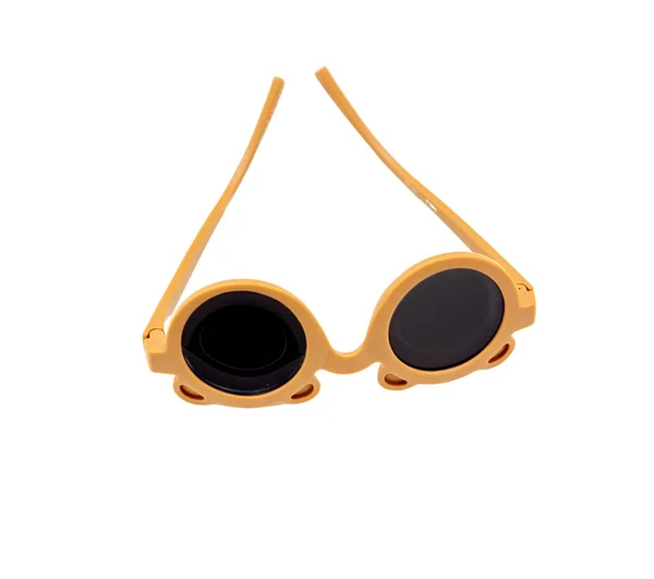 Solglasögon Isolerade Transparent Bakgrund Barn Beige Runda Ram Glasögon — Stockfoto