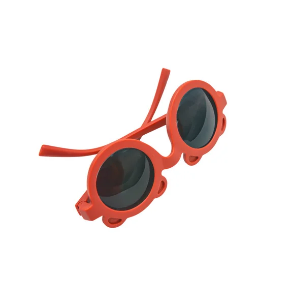 Zonnebril Geïsoleerd Transparante Achtergrond Kinderen Rode Kleur Ronde Frame Bril — Stockfoto