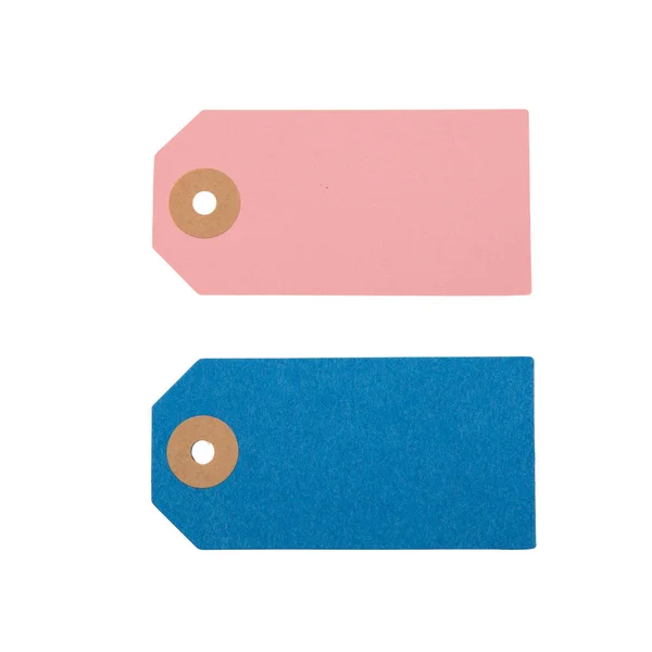 Modrá Růžová Barva Prázdné Dárkové Karty Prázdné Cenovky Izolované Průhledném — Stock fotografie