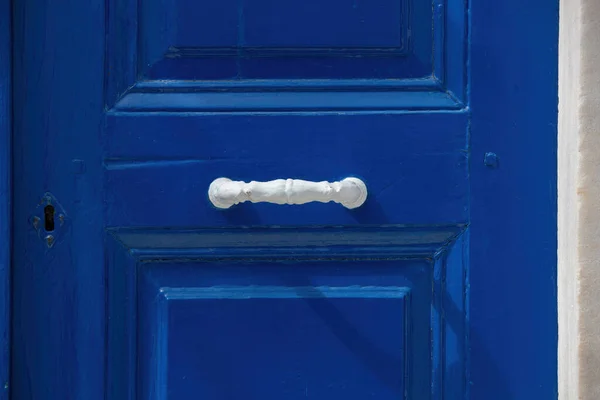 Традиційний Синій Свіжий Фарбування Дерев Яний Закритий Дверний Фон Білою — стокове фото