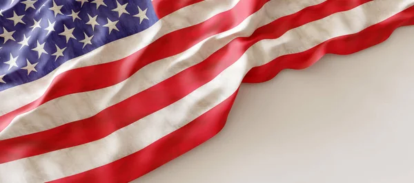 Amerikaanse Vlag Witte Achtergrond Kopieerruimte Amerikaanse Nationale Feestdag Juli Renderen — Stockfoto
