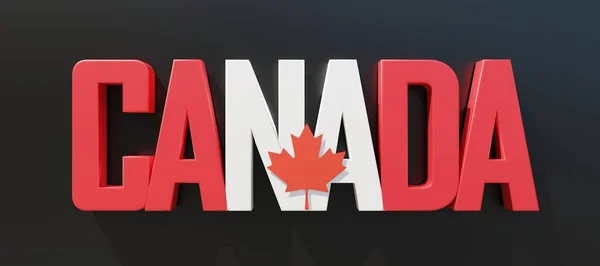 Dzień Kanady Święto Kanady Czerwony Biały Tekst Liść Klonu Izolowane — Zdjęcie stockowe