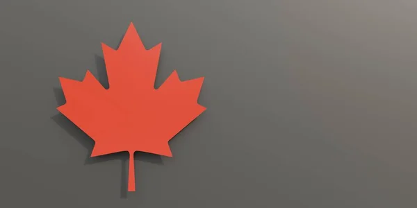 Canada Day Red Maple Leaf Grey Vcolor Bacgtound Copy Space — Stock Photo, Image