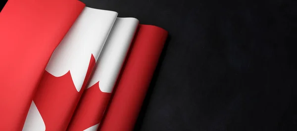 Kanadas Flagge Weht Auf Schwarzem Hintergrund Kopierraum Kanadischer Nationalfeiertag Darstellung — Stockfoto