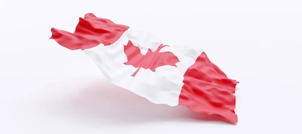 Kanadas Flagge Weht Vereinzelt Auf Weißem Hintergrund Kanadischer Nationalfeiertag Darstellung — Stockfoto