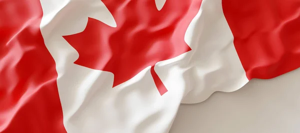Kanada Bayrağı Beyaz Arka Planda Dalgalanıyor Kanada Ulusal Tatili Hazırlayıcı — Stok fotoğraf