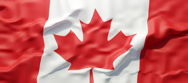 Canadá Bandeira Onda Fundo Feriado Nacional Canadense Renderização — Fotografia de Stock