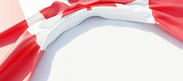 加拿大国旗在白色背景上飘扬 加拿大国庆佳节 3D渲染 — 图库照片