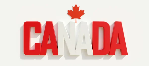Canada Dag Canadese Nationale Feestdag Rode Witte Tekst Esdoorn Blad — Stockfoto