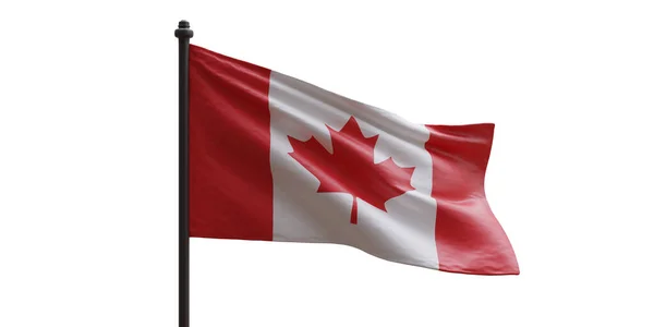 加拿大日 加拿大国庆节 旗帜在白色背景上飘扬 3D渲染 — 图库照片