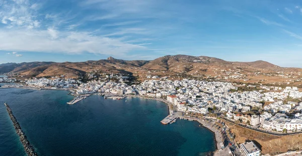 Ilha Tinos Hora Cidade Cíclades Grécia Vista Aérea Drone Construção — Fotografia de Stock