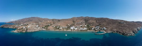 Île Tinos Cyclades Grèce Vue Aérienne Panoramique Sur Plage Sable — Photo