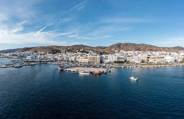Острів Тінос Острів Гора Місто Греція Cyclades Вид Повітряних Безпілотних — стокове фото