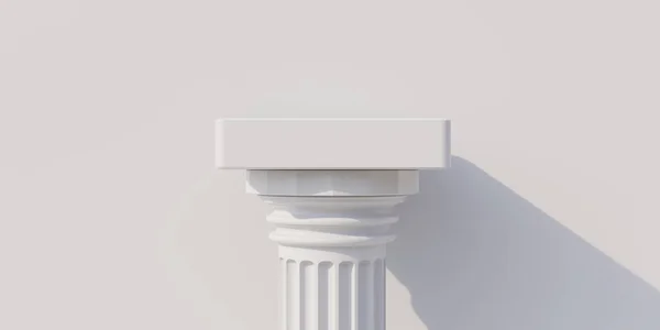 白い大理石の柱が一本 白い背景に切り取られている Doricリズム列アーキテクチャの古典的な上部 コピースペース 3Dレンダリング — ストック写真