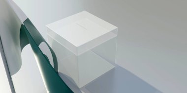 Pakistan seçimleri, oy sandığı ve ulusal bayrak. 3d hazırlayıcı