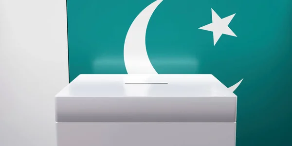 Elecciones Pakistán Urna Electoral Bandera Nacional Renderizar — Foto de Stock