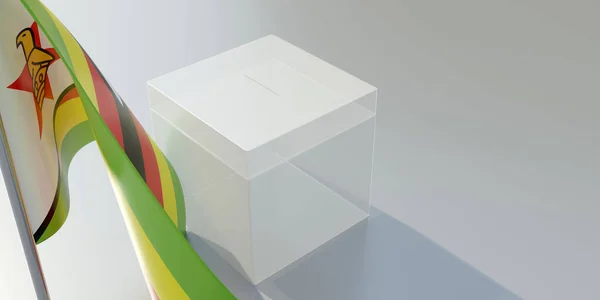 ジンバブエの選挙 投票箱と国旗 3Dレンダリング — ストック写真