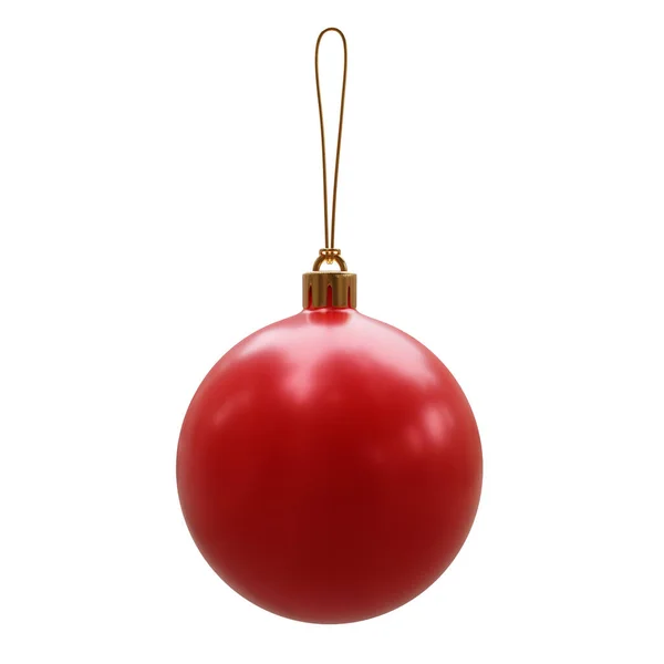 Red Christmas Ball Isolated White Background Xmas Holiday Bauble — Stock Photo, Image