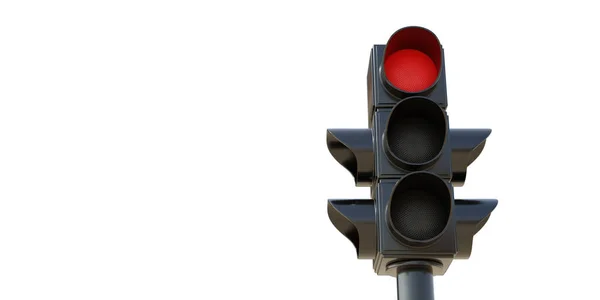 Röd Färg Trafikljus Isolerad Vit Bakgrund Stop Signal Koncept — Stockfoto