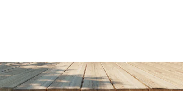 Holztisch Isoliert Auf Weißem Hintergrund — Stockfoto