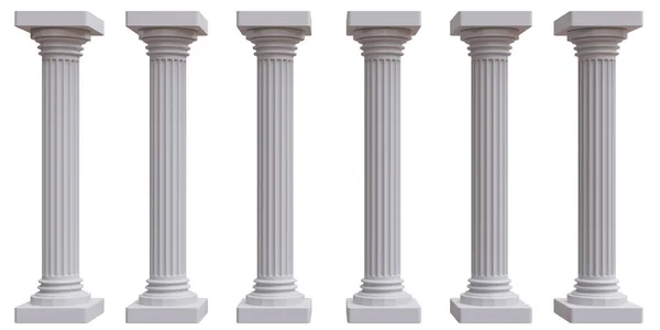 Sechs Marmorsäulen Säulen Altgriechisch Isoliert Auf Weißem Hintergrund — Stockfoto