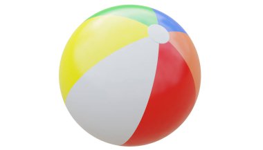 Beyaz yaz tatilinde izole edilmiş renkli bir plaj topu. 3d hazırlayıcı.