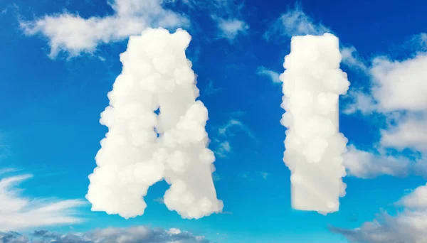 Shape Fluffy Cloud Blue Sky Background Artificial Intelligence Logo Template — Stock Photo, Image