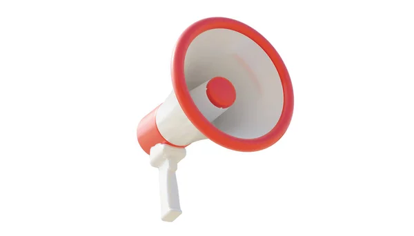 Червоний Портативний Динамік Bullhorn Megaphone Ізольований Білому Концепція Оголошення Візуалізація — стокове фото