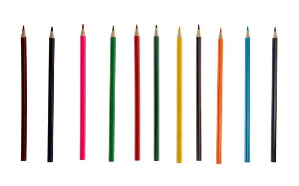 Set Matite Colore Isolate Trasparente Fornitura Arte Scolastica Cretività Bambini — Foto Stock