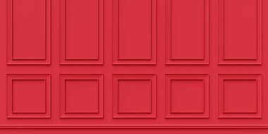 Klasik kırmızı wainscot Retro tahta panel arka planı. Duvar boncuğu ahşap süslemesi. 3d hazırlayıcı   