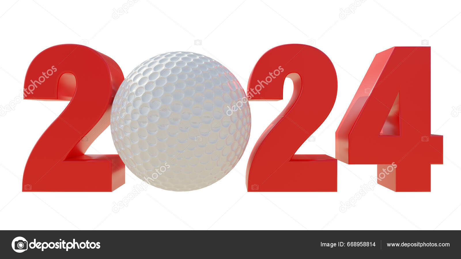 2024 Calendario Eventos Golf Número Año Nuevo Con Pelota Golf