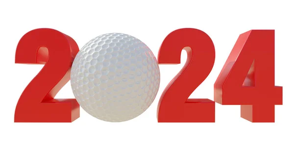 2024 Golf Event Calendar New Year Number Golfball Isolated White — Stock Photo, Image