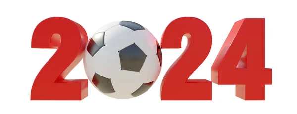 2024 Ποδόσφαιρο Ημερολόγιο Εκδήλωση Ποδοσφαίρου Νέο Έτος Αριθμός Μπάλα Απομονώνονται — Φωτογραφία Αρχείου