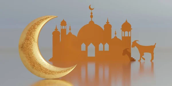 Исламская Религия Мечеть Минимальный Дизайн Празднование Праздника Аль Адха Рендеринг — стоковое фото