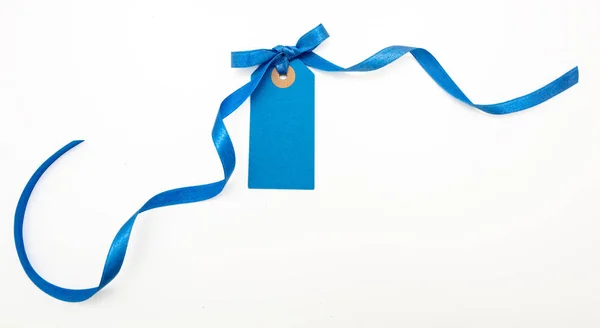 Étiquette Prix Bleue Vierge Isolée Sur Fond Blanc Carte Cadeau — Photo