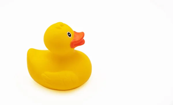 Yellow Rubber Duck Isolated White Background View Baby Bath Fun — Stock Photo, Image