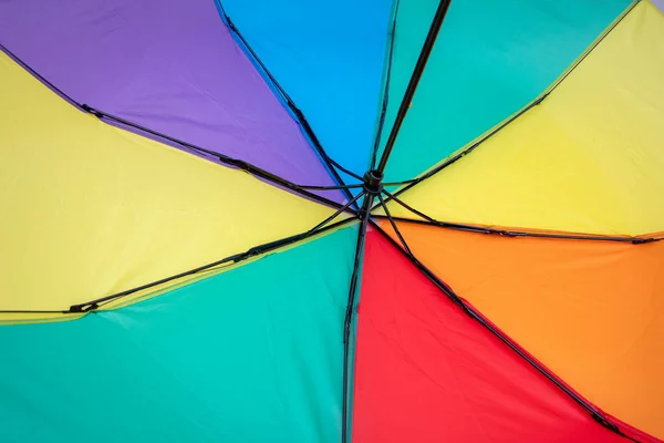 Rainbow colors umbrella closeup, a vibrant display of colors background