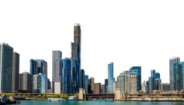 Chicago silueti beyaz arka planda izole edildi, Birleşik Devletler