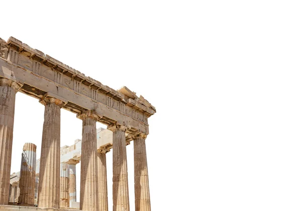 Atenas Grécia Templo Parthenon Colina Acropolis Isolada Fundo Branco — Fotografia de Stock