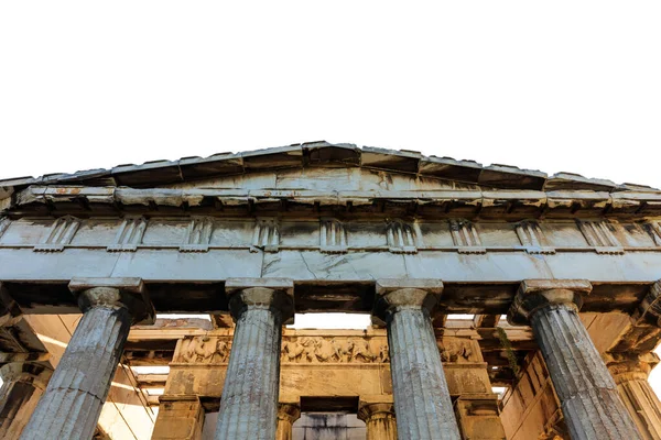 アテネ ギリシャ 白い透明な背景で隔離されたヘパステス寺院 前部の高い角度の眺め — ストック写真