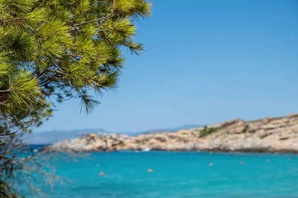 Агістрійський Острів Пляж Афонсісос Греція Розмитий Скелястий Пляж Морська Вода — стокове фото