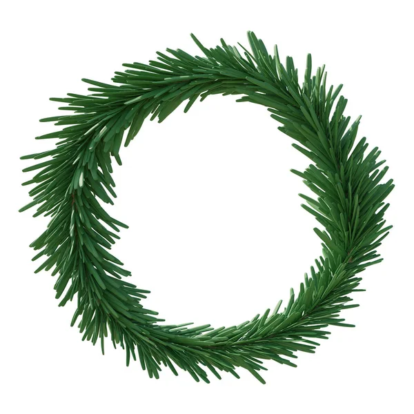 白い透明な背景 Xmas Firの松の木の円形フレーム 空のカードのテンプレートで隔離されるクリスマスの羽 — ストック写真