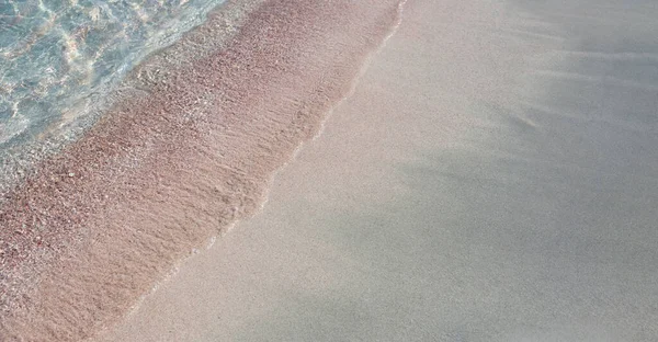 Zandstrand Elafonisi Kreta Griekenland Transparante Kalme Zee Water Roze Zand — Stockfoto
