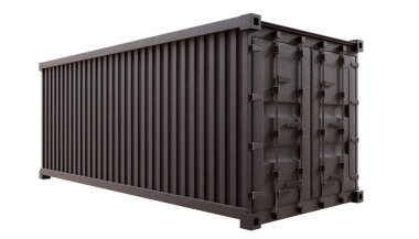 Kargo kabı beyaz şeffaf üzerinde izole