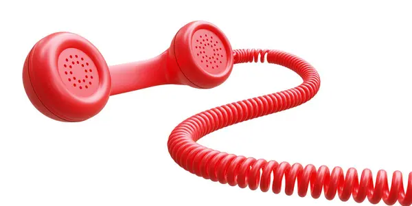 Červený Starý Telefon Přijímač Izolované Bílém Průhledném Pozadí — Stock fotografie