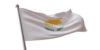 Kıbrıs bayrağı beyaz şeffaf arkaplanda izole halde dalgalanıyor