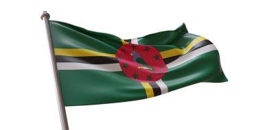 Beyaz şeffaf arkaplanda Dominika bayrağı dalgalanması