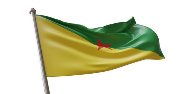 Beyaz şeffaf arkaplanda Fransız Guyanası dalgalanması